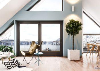 Wohnküche mit Fensterfront