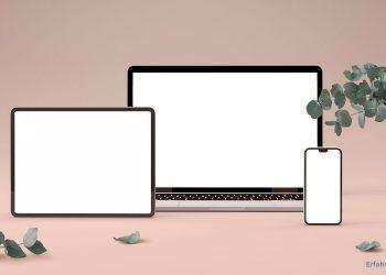 Smartphone, Tablet und Laptop haben einen weißen Bildschirm