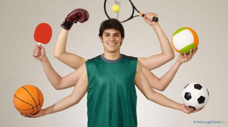 Mann verkörpert verschiedene Sportarten