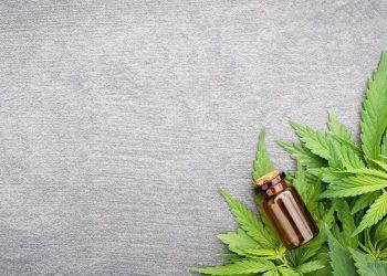 CBD Öl mit Hanfblätter