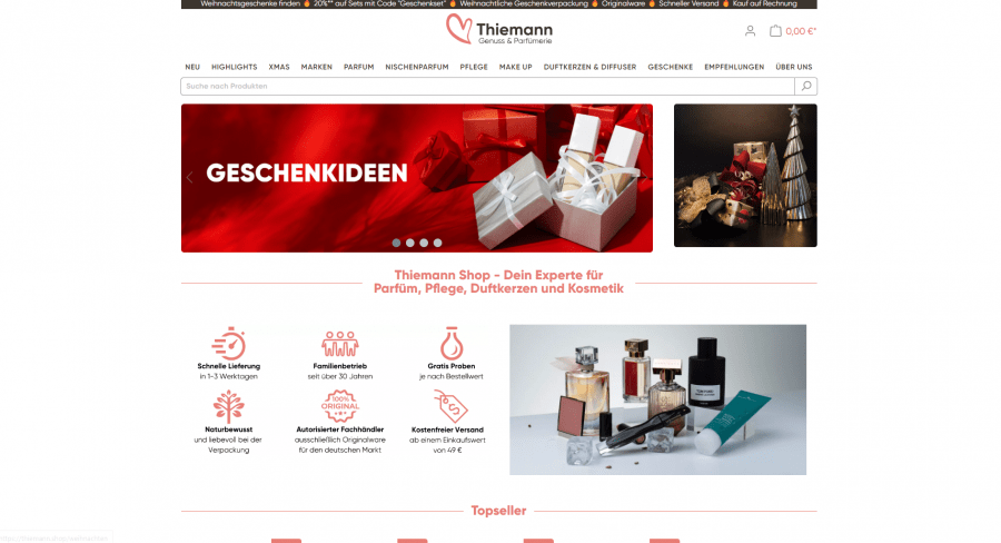 Screenshot Thiemann Shop