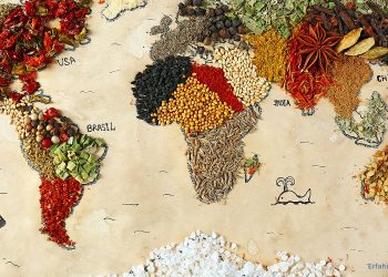 Landkarte mit Gewürze