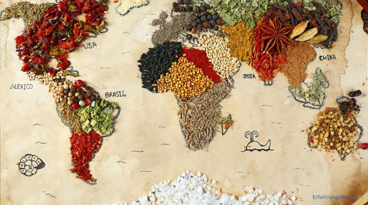 Landkarte mit Gewürze