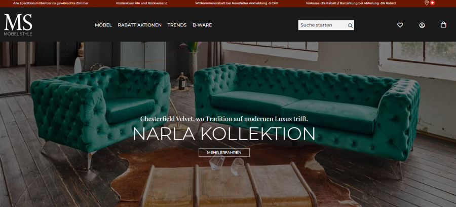 Möbel Style-ch Screenshot Onlineshop