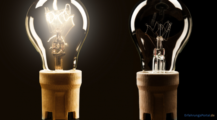 Eine Glühbirne leuchtet, die andere nicht