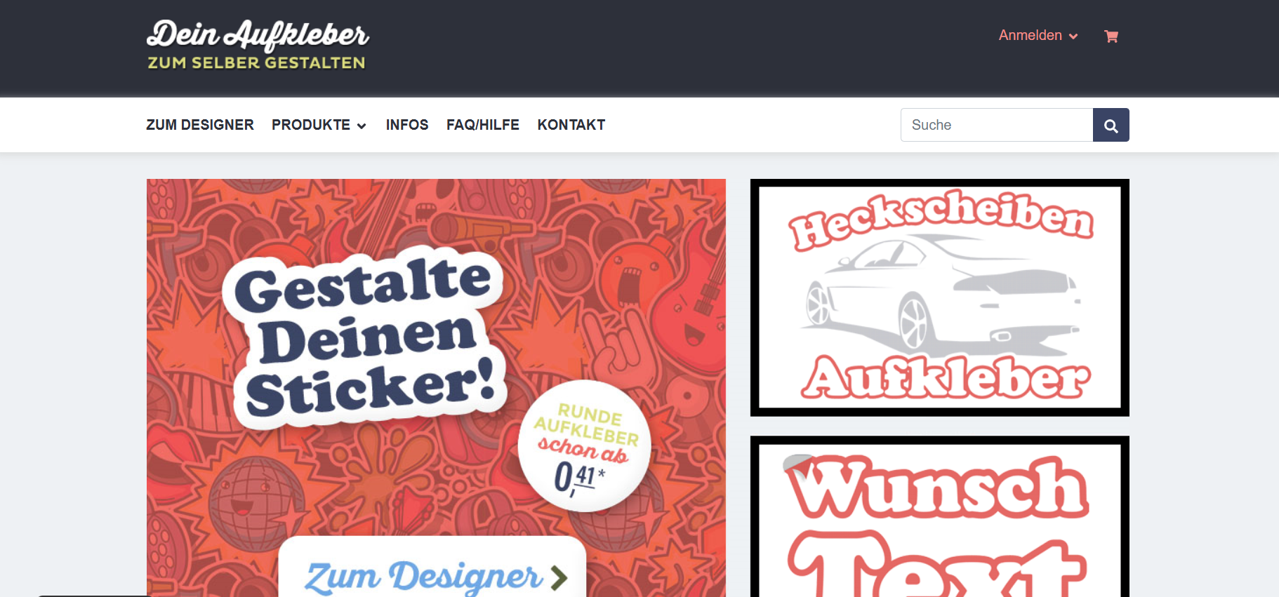 Screenshot aufkleber-selber-gestalten.de