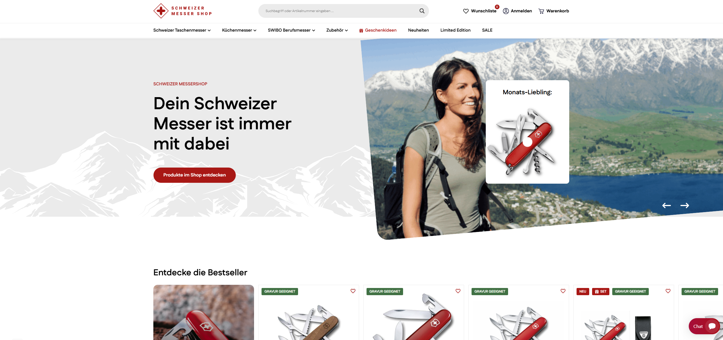 Screenshot Schweizer Messer Shop