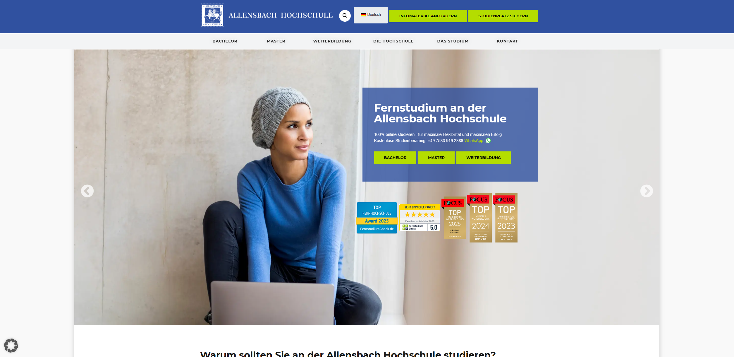 Screenshot Allensbach Hochschule