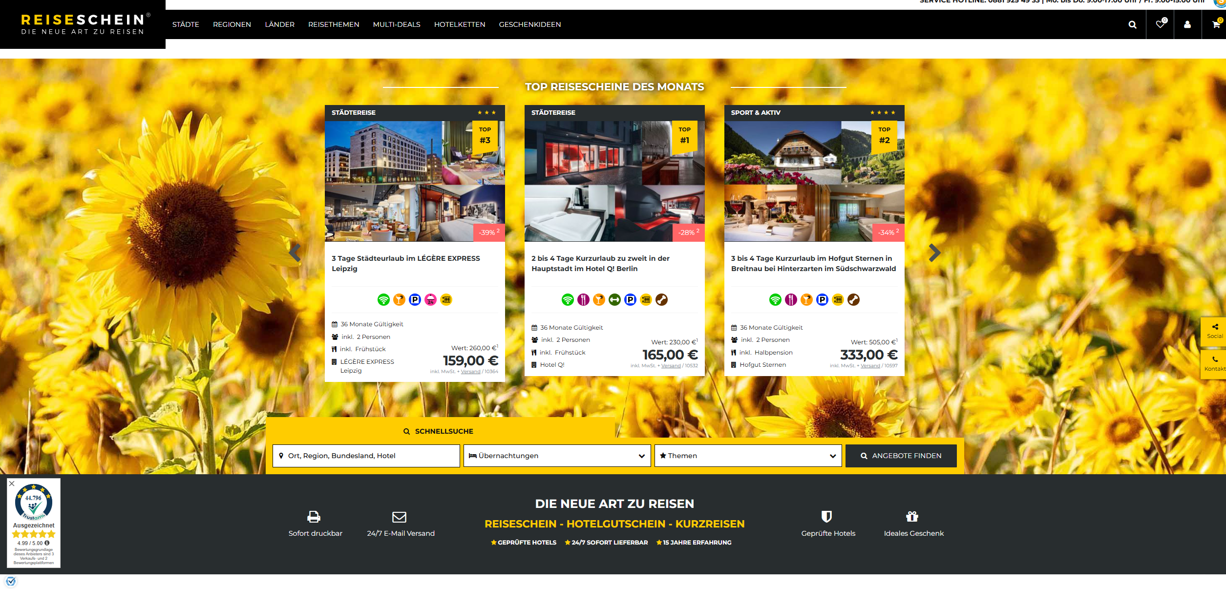 Screenshot Reiseschein.de