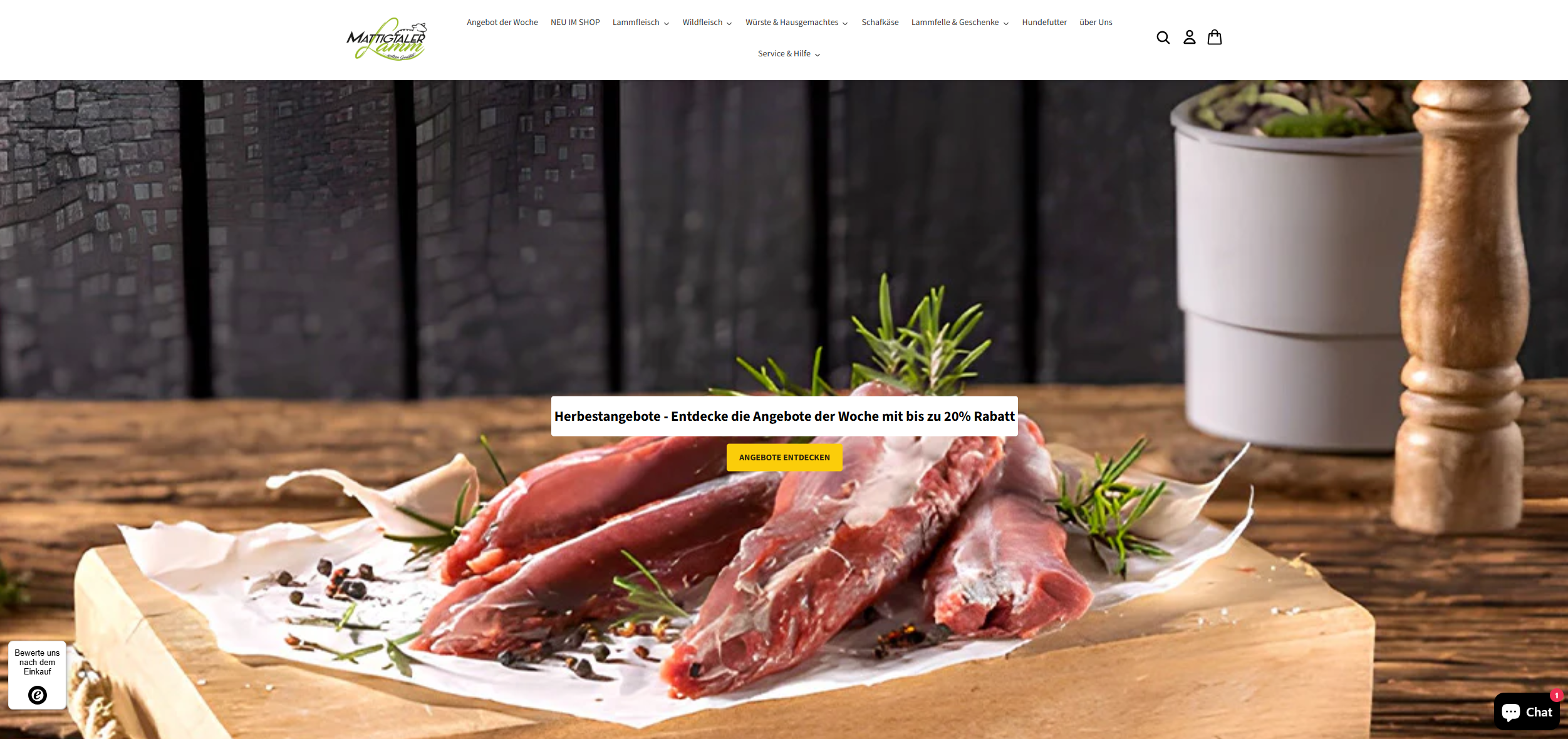 Screenshot lammfleisch.at