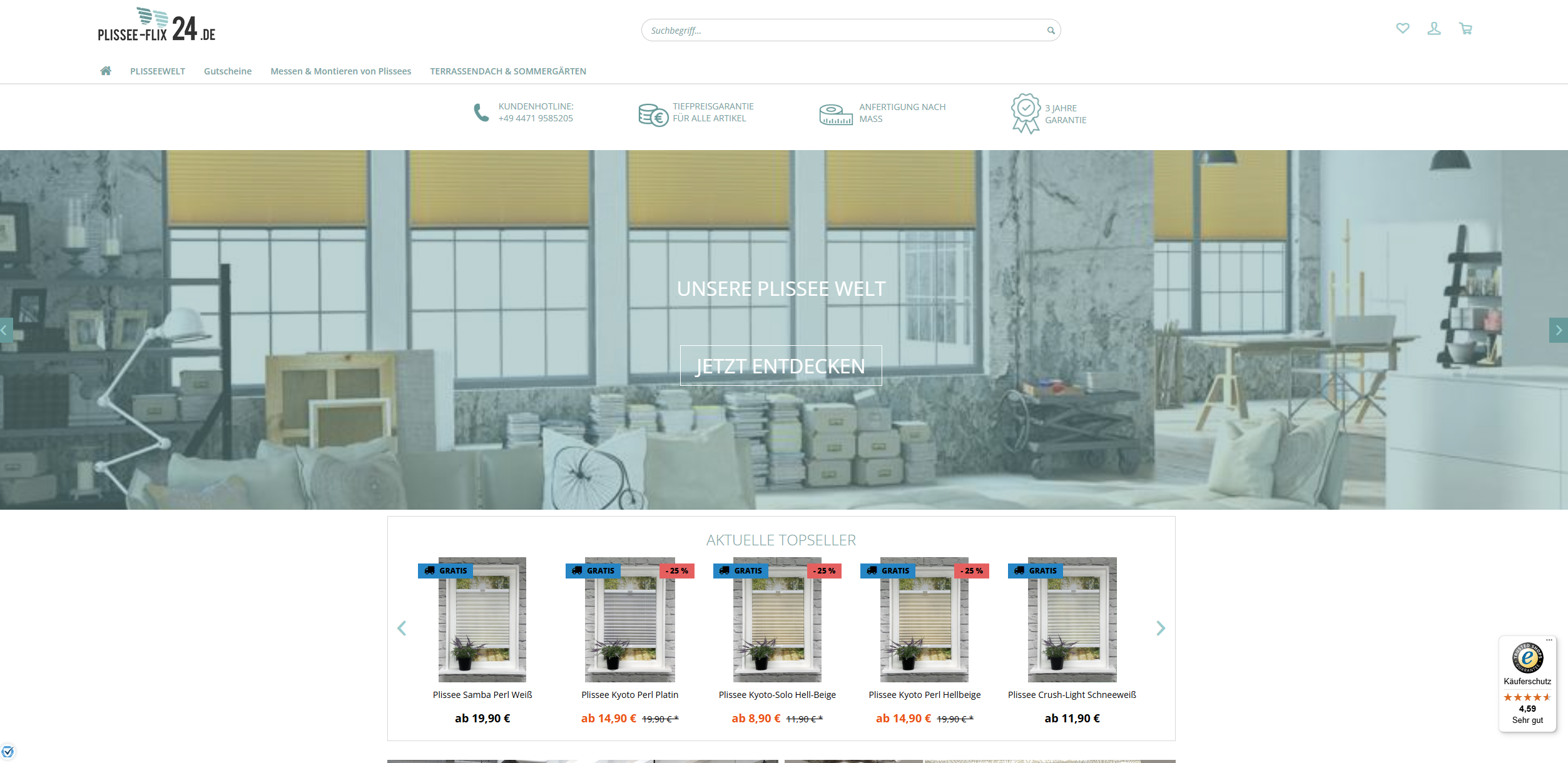 Screenshot Plissee-Flix24