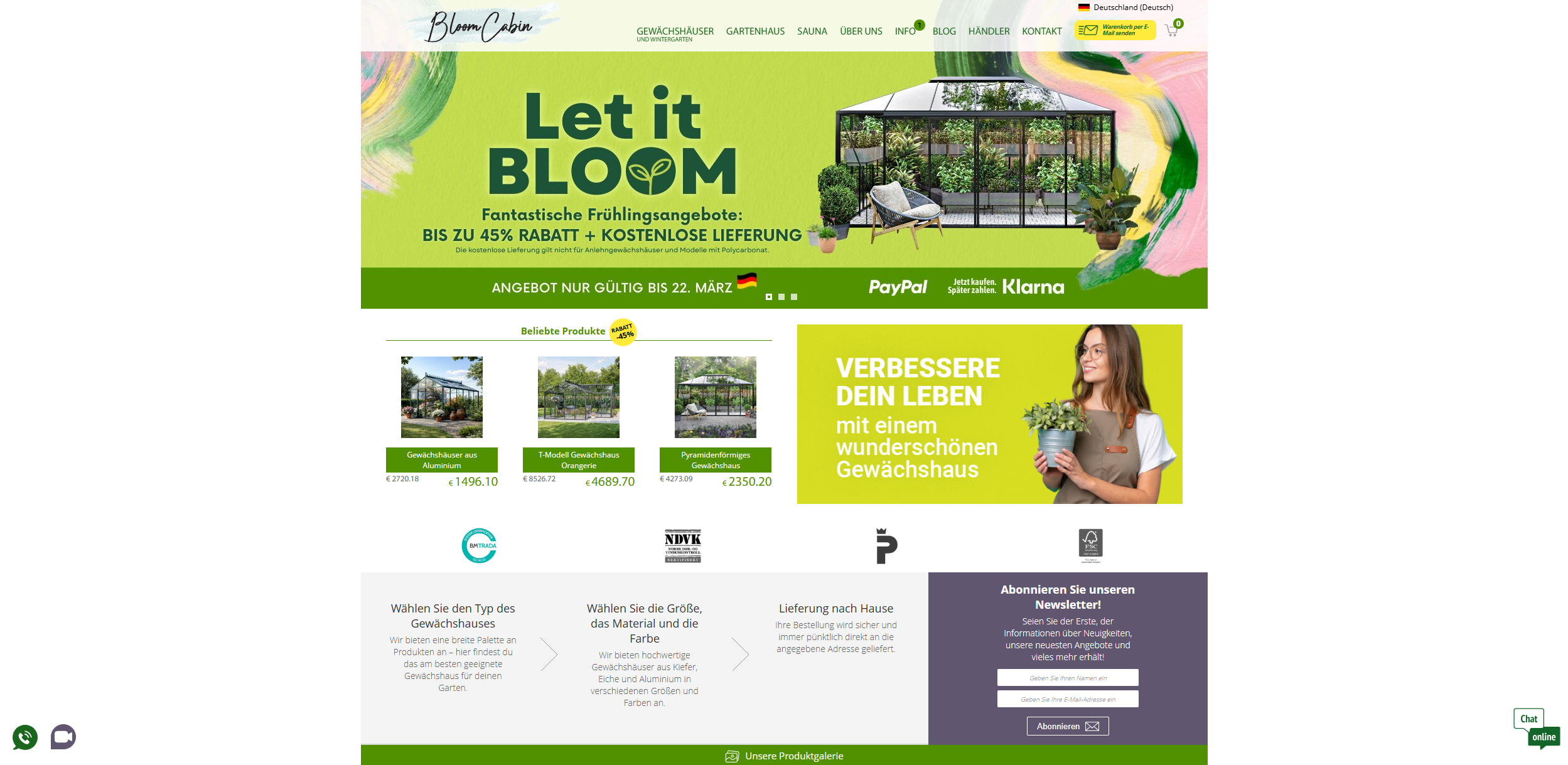 Screenshot bloomcabin.de