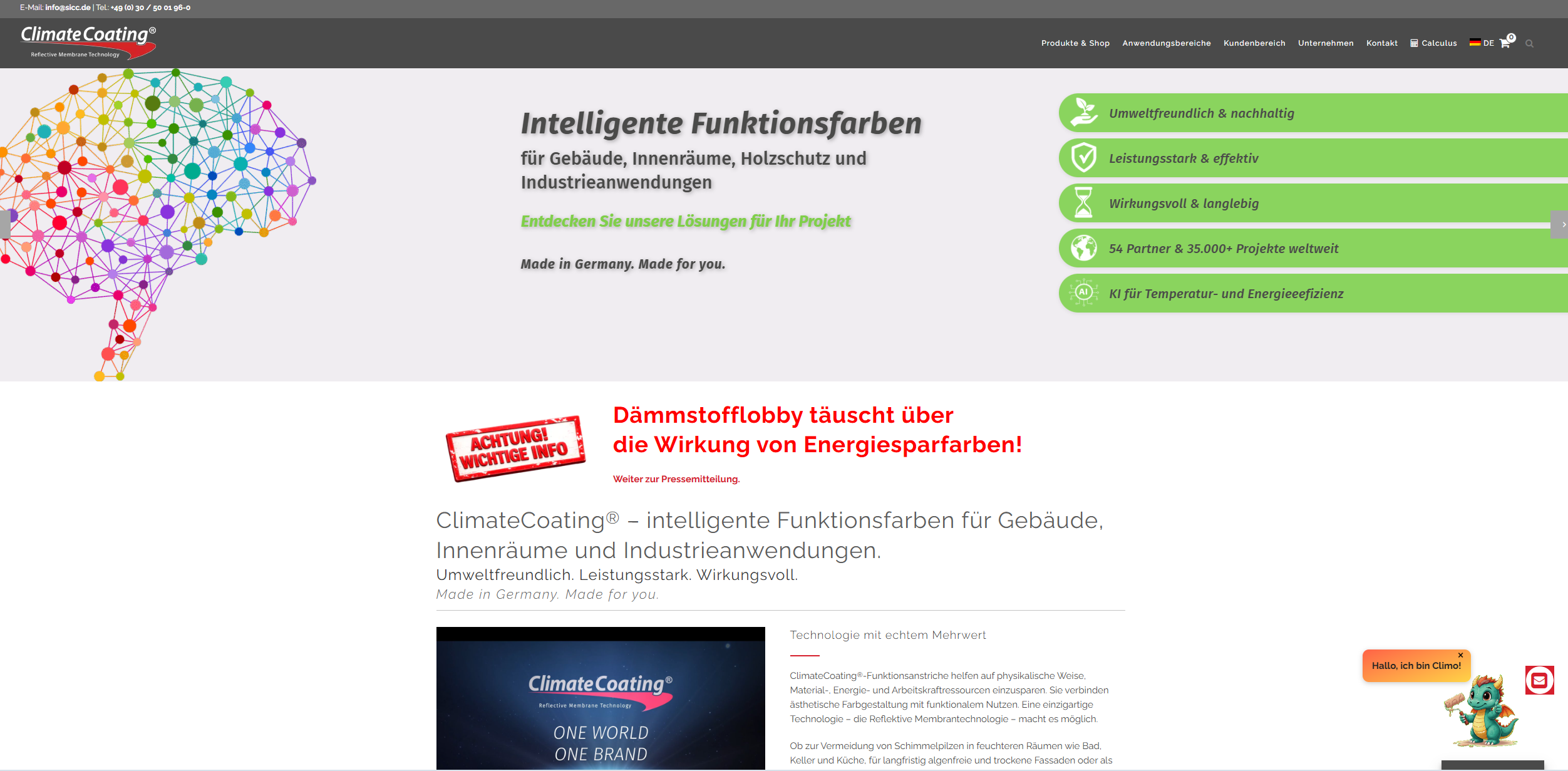 Screenshot climatecoating.com