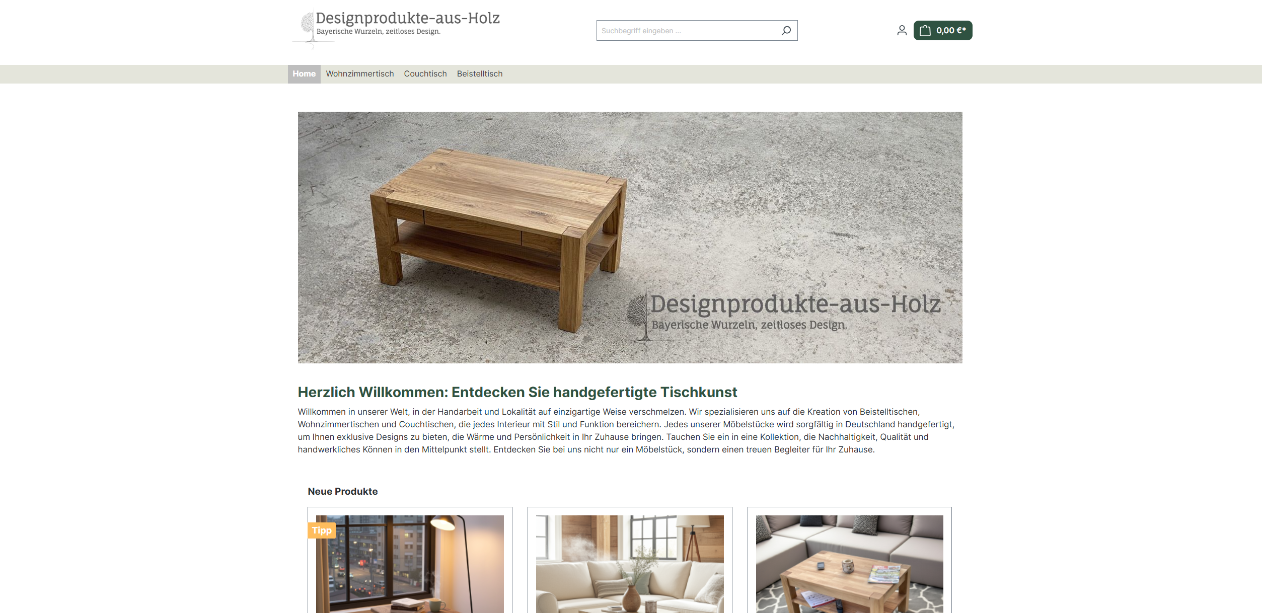Screenshot Designprodukte aus Holz