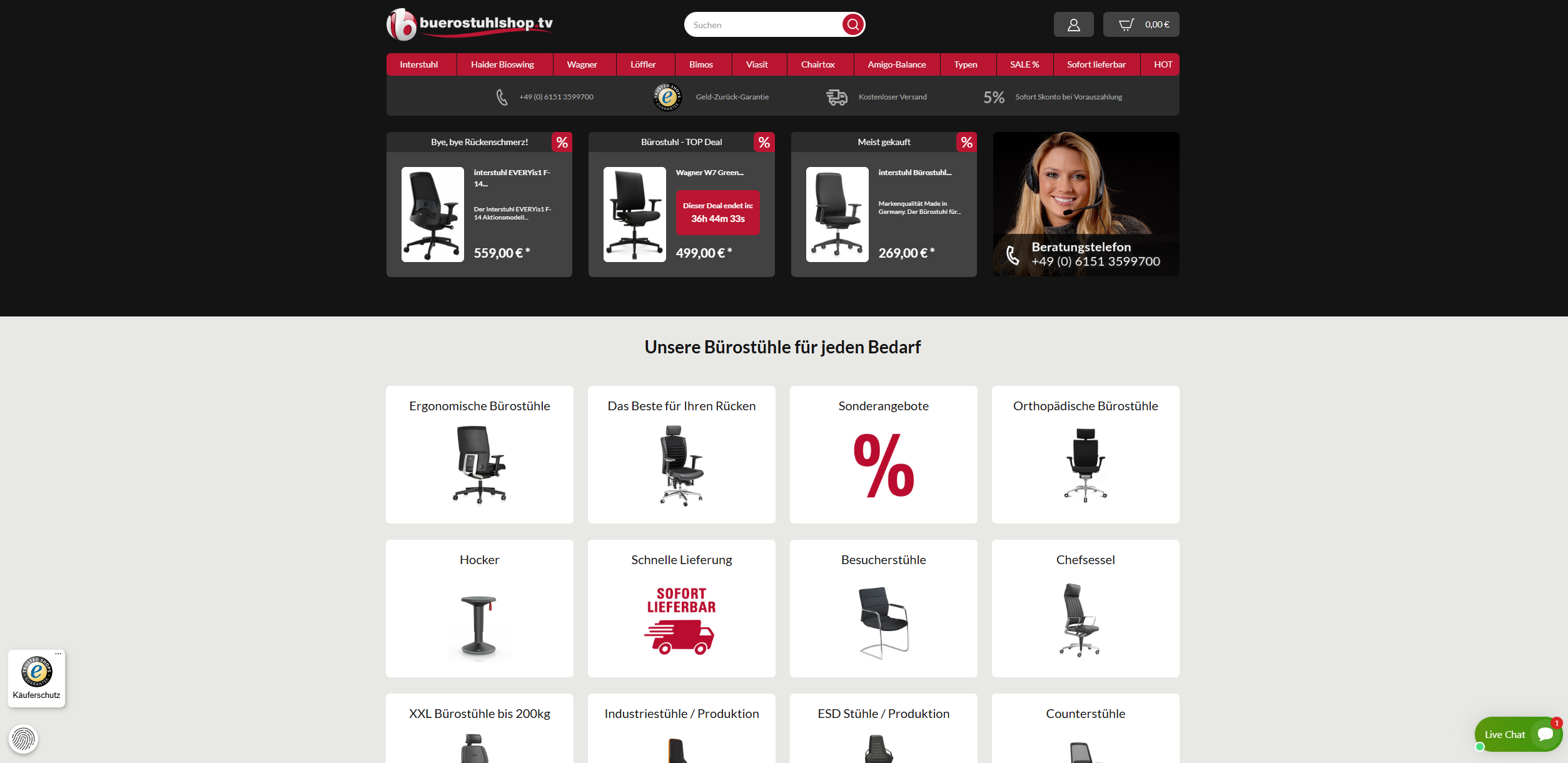 Screenshot Bürostuhlshop.tv