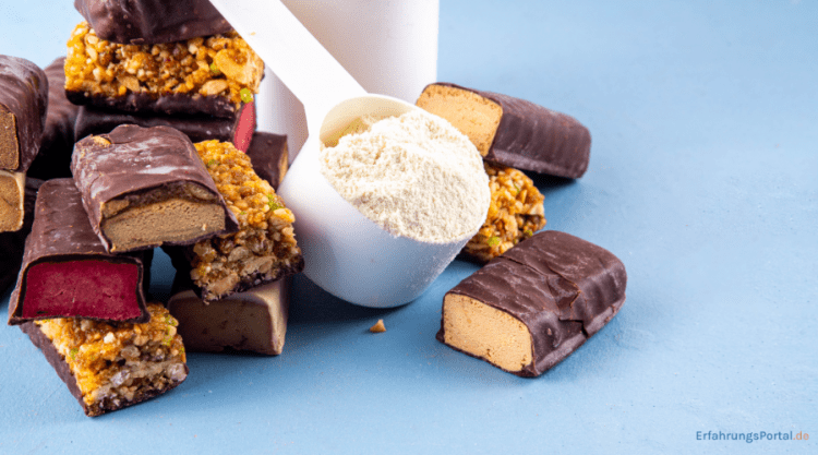 Proteinriegel und Proteinpulver