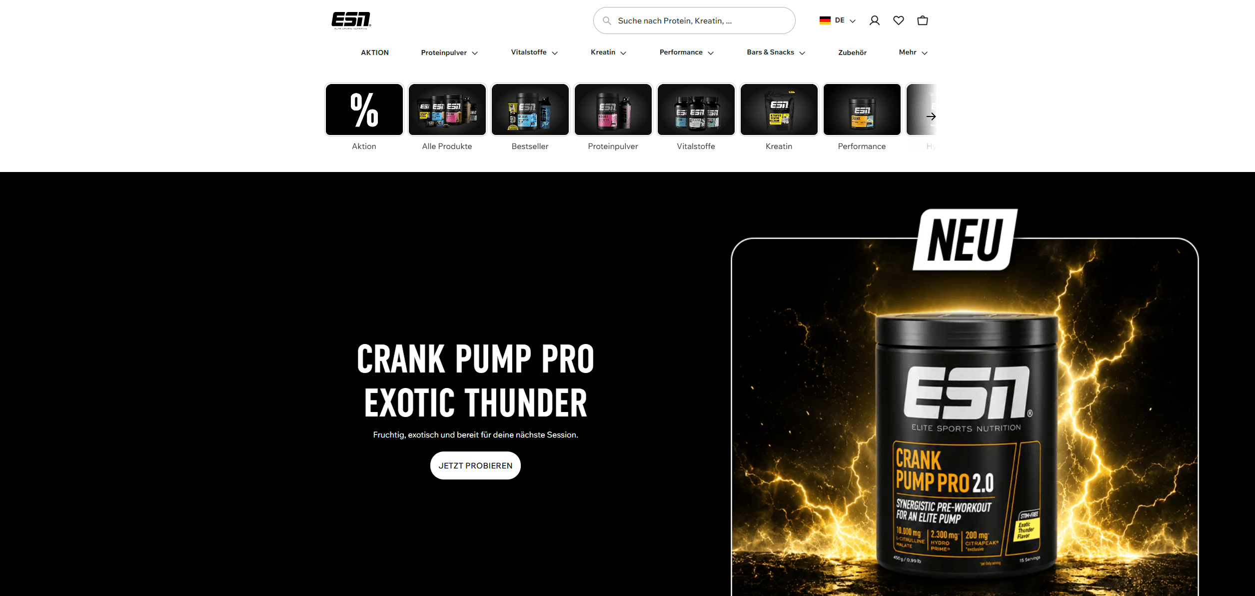 Screenshot vom Onlineshop esn.com