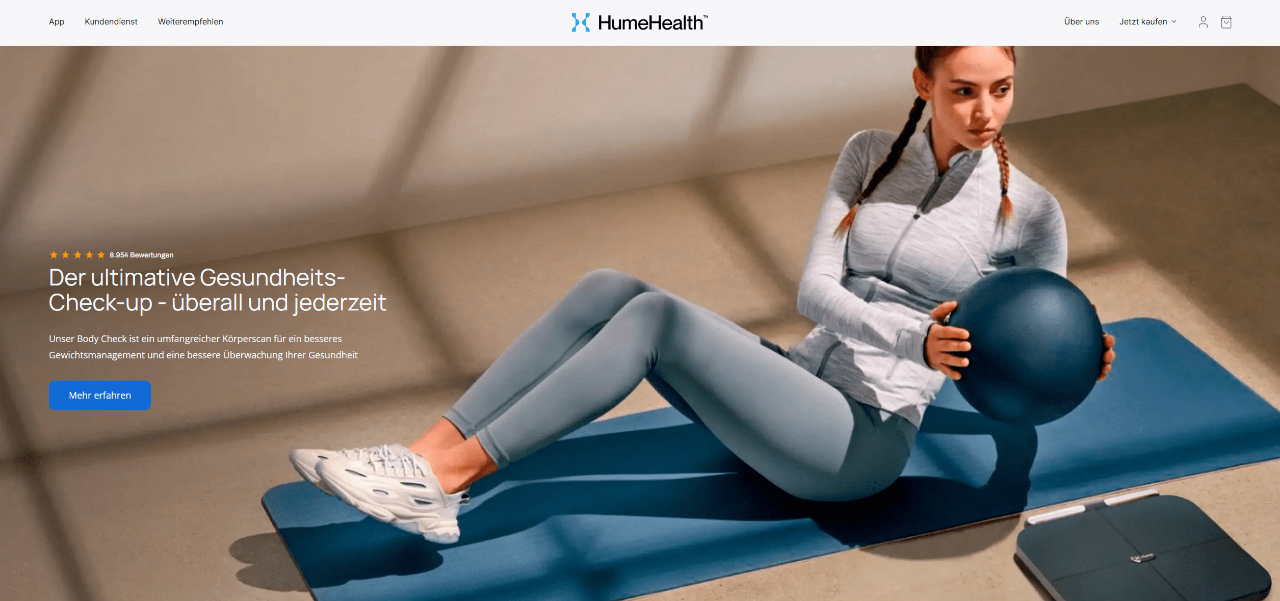 Screenshot vom Onlineshop Hume Health