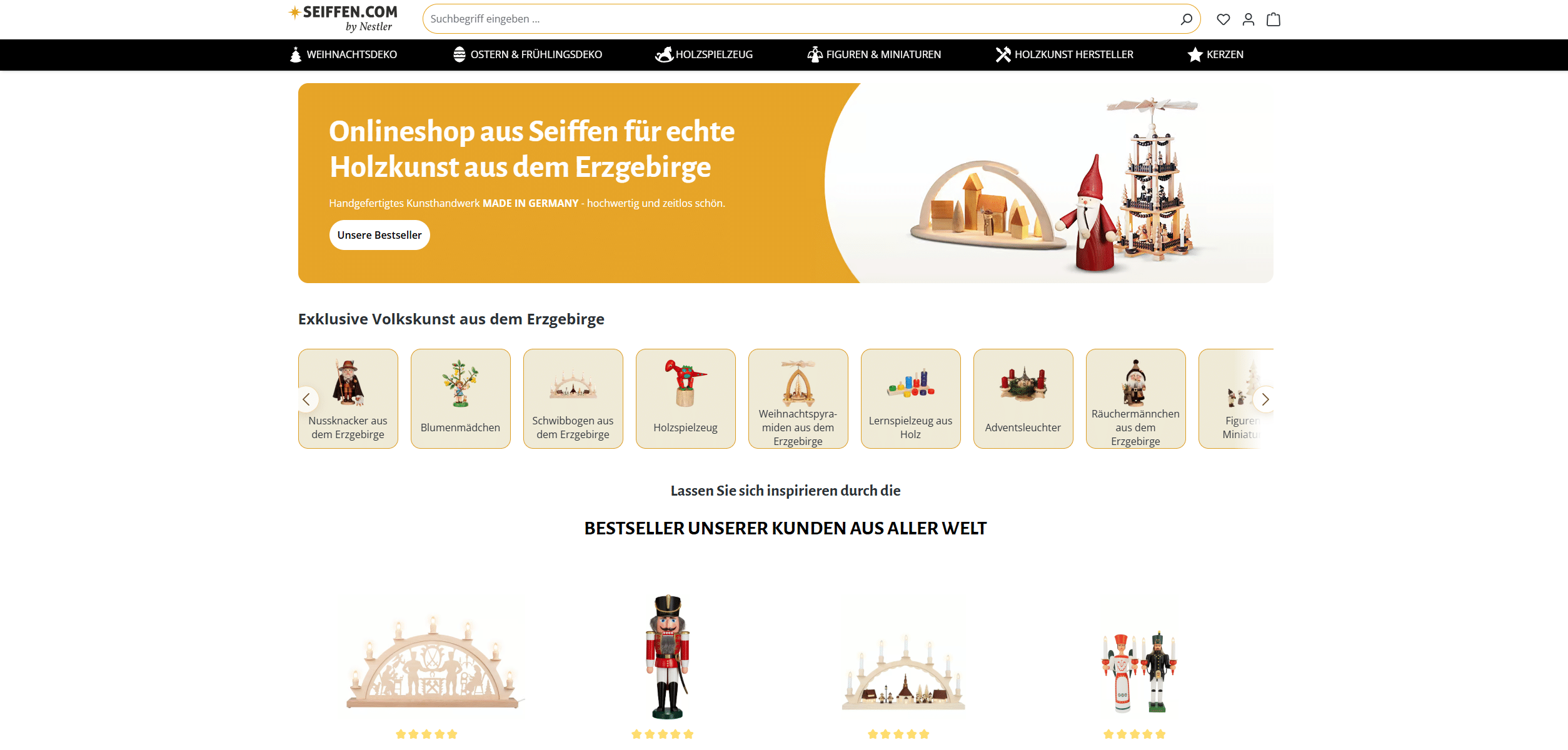 Screenshot vom Onlineshop Seiffen.com