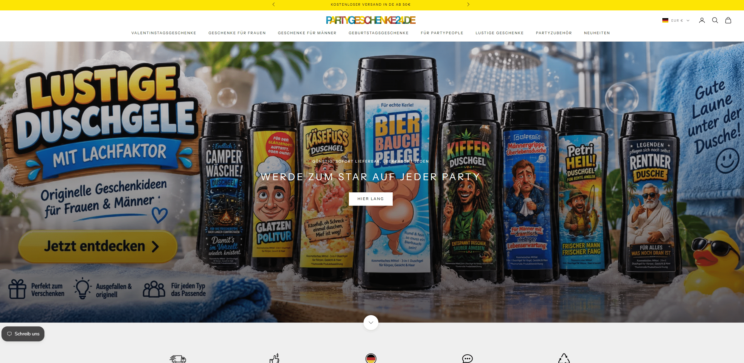 Screenshot vom Onlineshop Geschenkideen24