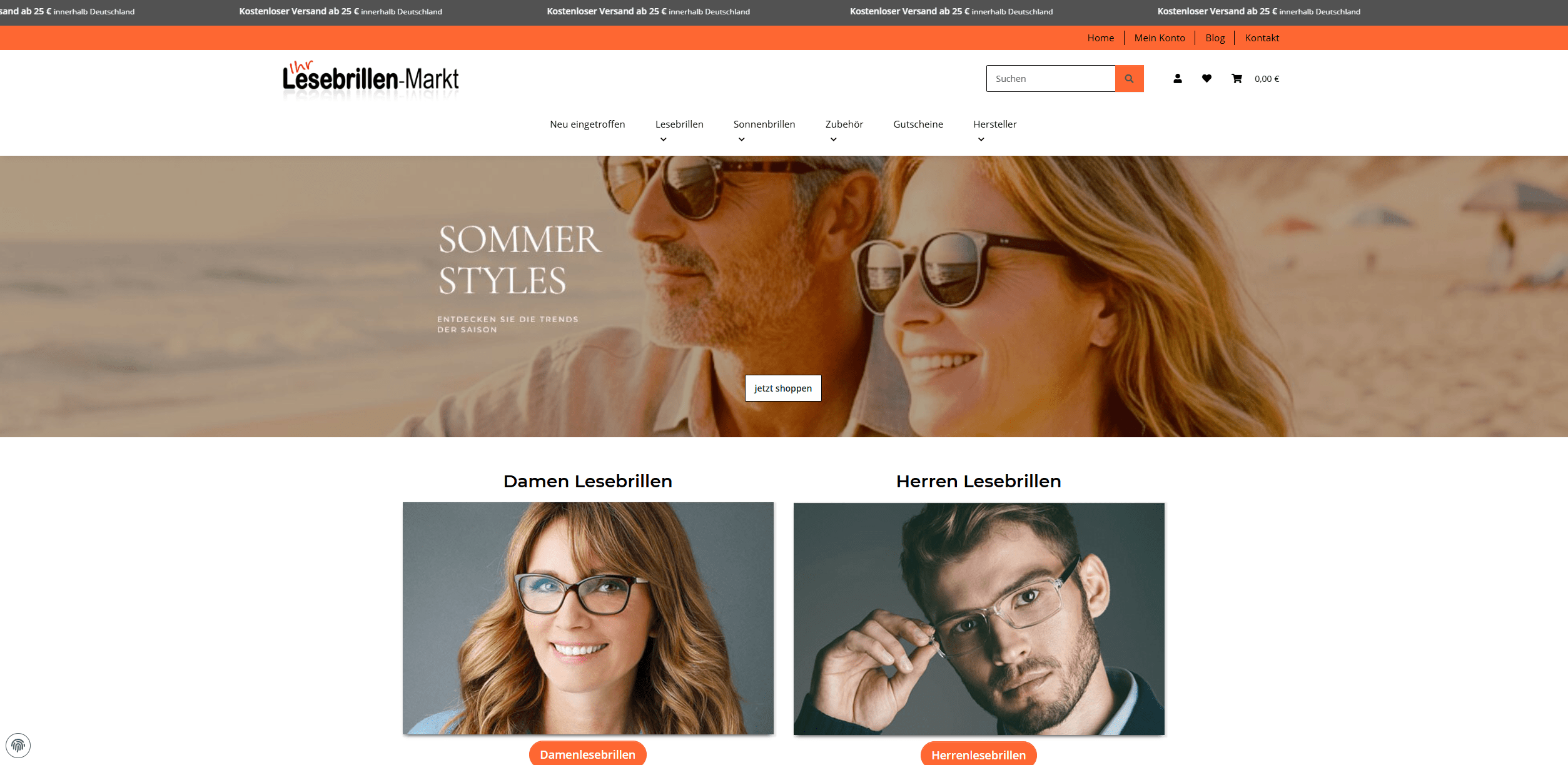 Screenshot Lesebrillen-Markt