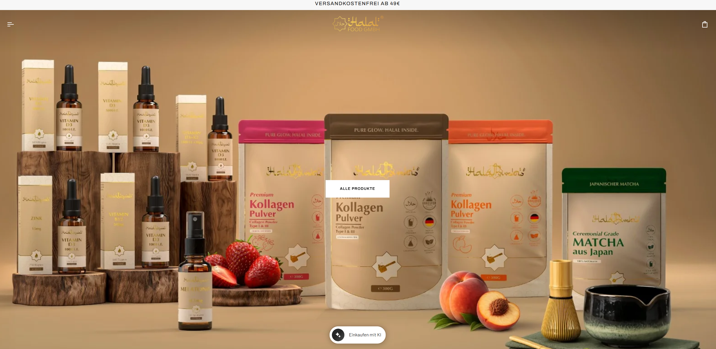 Screenshot vom Onlineshop Halal Food