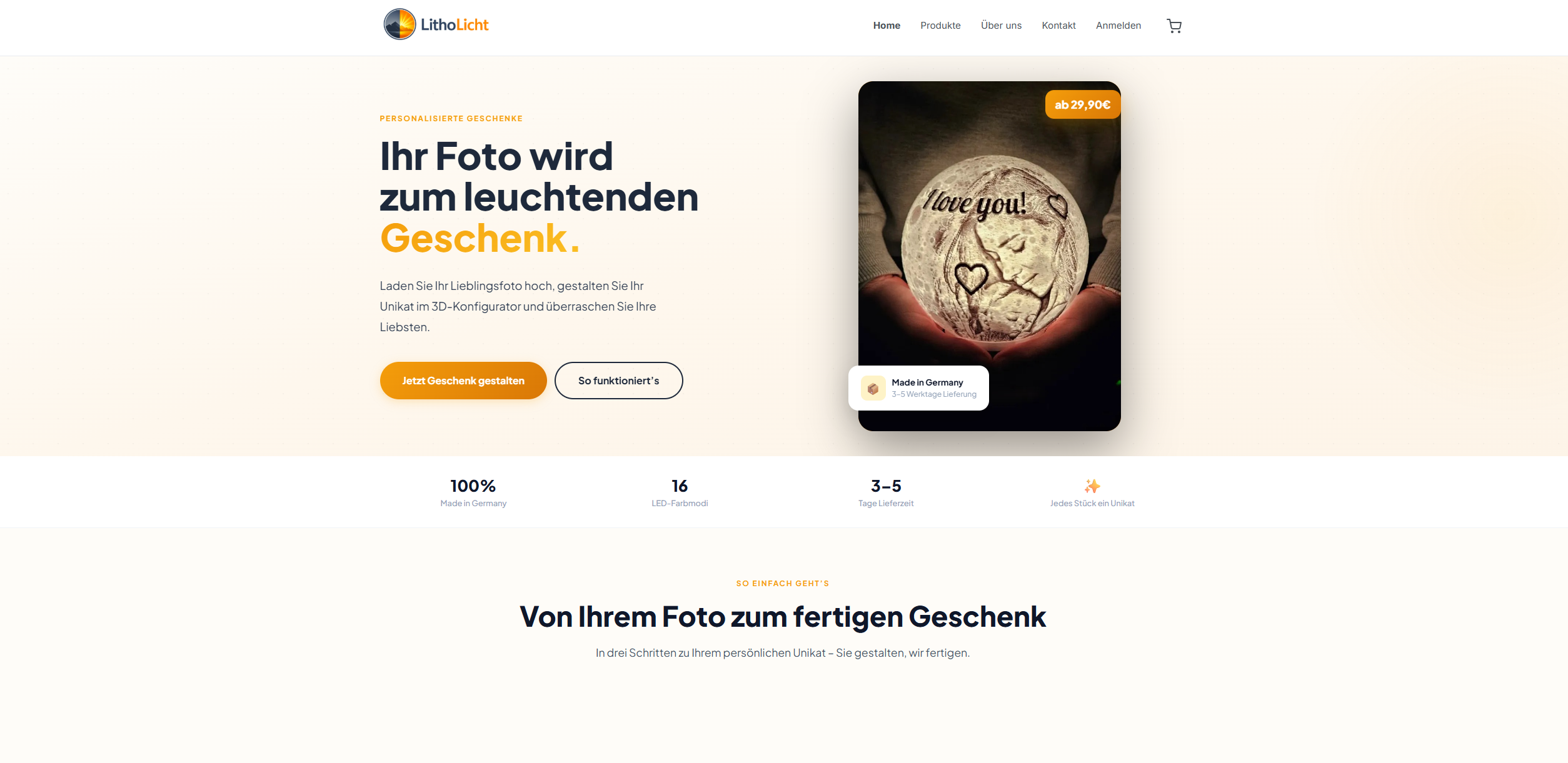 Screenshot vom Onlineshop LithoLicht