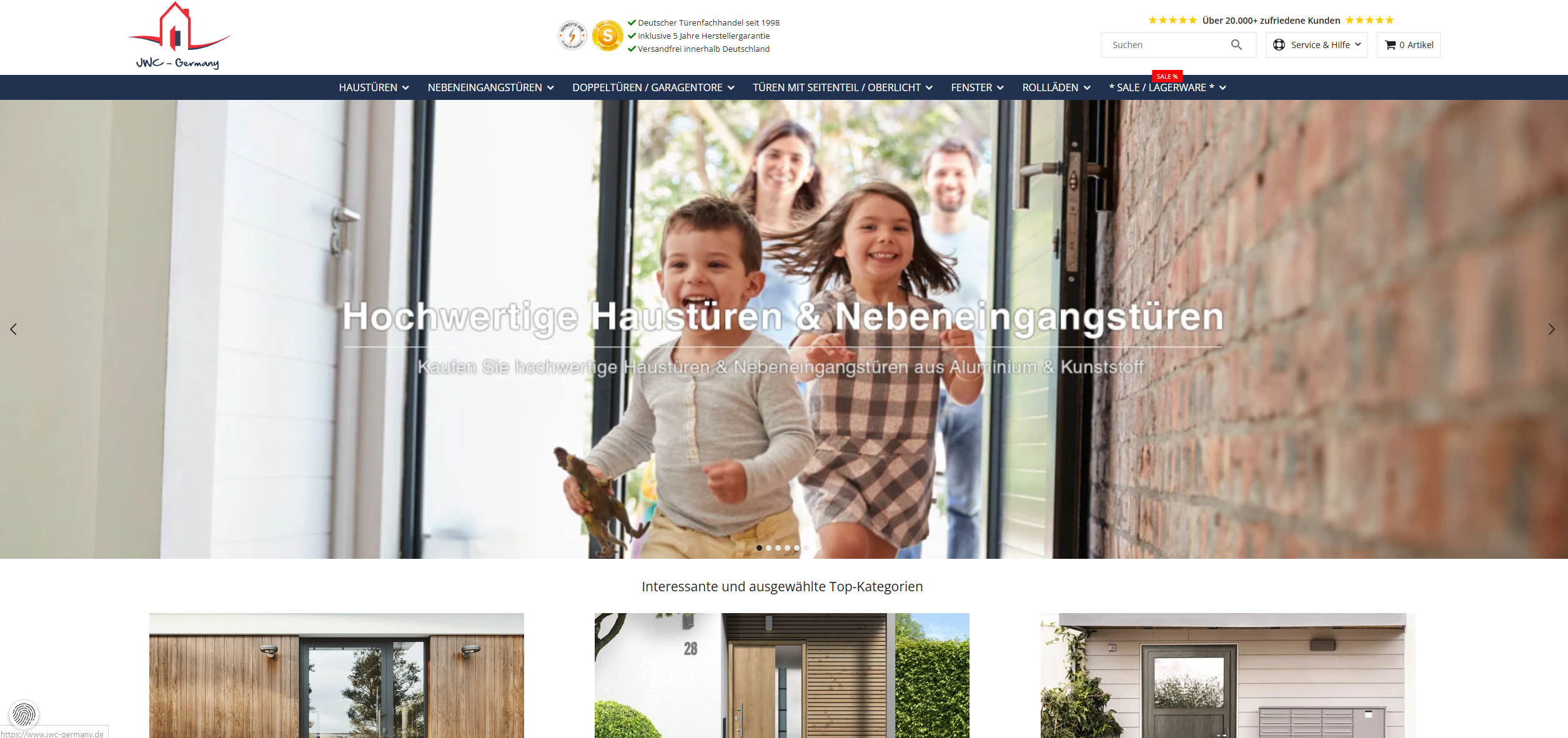Screenshot vom Onlineshop JWC-Germany